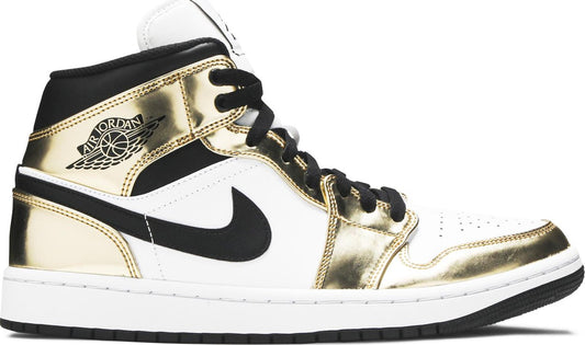 Jordan 1 Mid Metallic Gold Black White