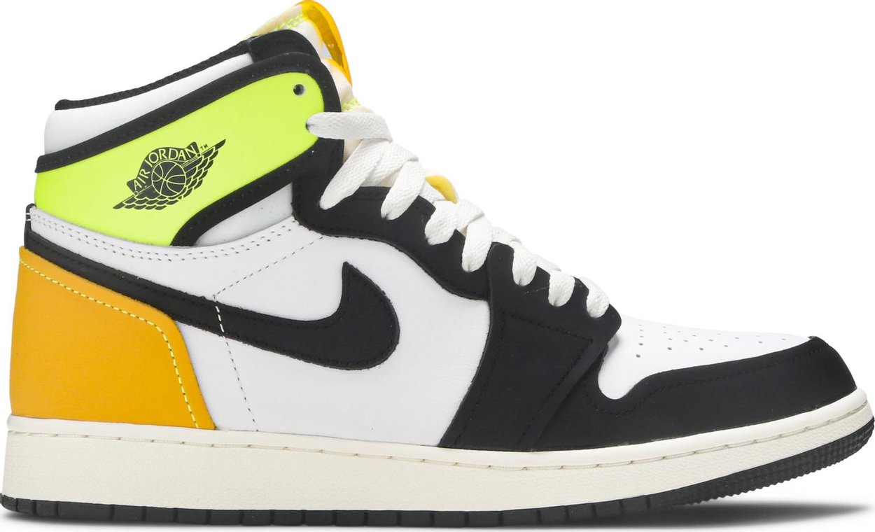 Jordan 1 Retro High White Black Volt University Gold (GS)